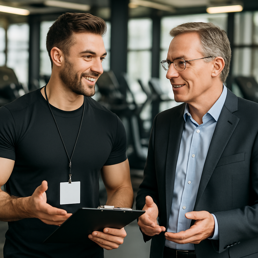 Fitnesstrainer und Berater im professionellen Beratungsgesprch-1